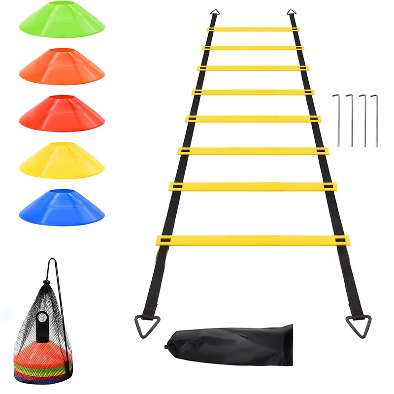 Agility ladder and marker disks for football training